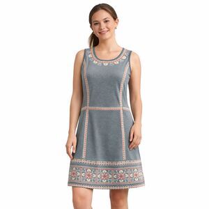 Pixley Aurelia Embroidered Sleeveless Knit Dress Gray M
